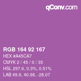 カラーコード: RGB 164 92 167 | qconv.com