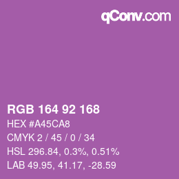 颜色代码: RGB 164 92 168 | qconv.com