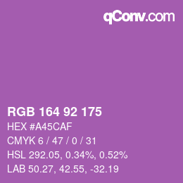 颜色代码: RGB 164 92 175 | qconv.com
