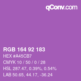 カラーコード: RGB 164 92 183 | qconv.com