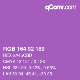 颜色代码: RGB 164 92 189 | qconv.com