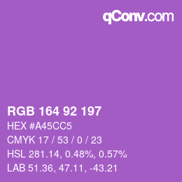 カラーコード: RGB 164 92 197 | qconv.com