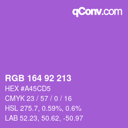カラーコード: RGB 164 92 213 | qconv.com