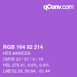 颜色代码: RGB 164 92 214 | qconv.com