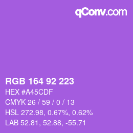 カラーコード: RGB 164 92 223 | qconv.com