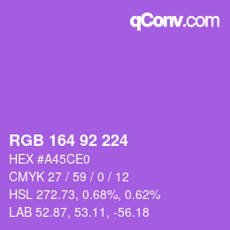 颜色代码: RGB 164 92 224 | qconv.com