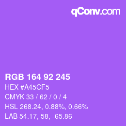 颜色代码: RGB 164 92 245 | qconv.com