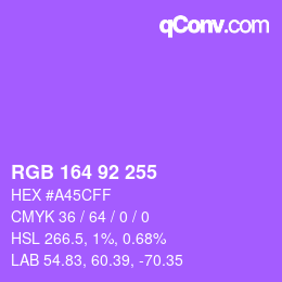 颜色代码: RGB 164 92 255 | qconv.com