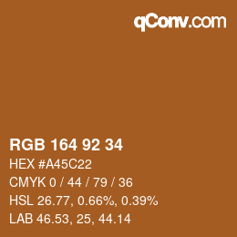 カラーコード: RGB 164 92 34 | qconv.com