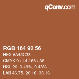 Color code: RGB 164 92 56 | qconv.com