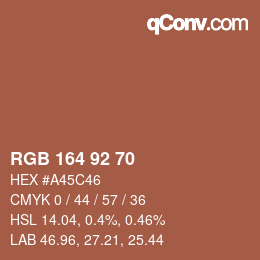 Color code: RGB 164 92 70 | qconv.com