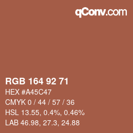 颜色代码: RGB 164 92 71 | qconv.com
