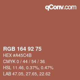 カラーコード: RGB 164 92 75 | qconv.com
