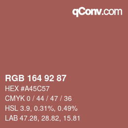 カラーコード: RGB 164 92 87 | qconv.com