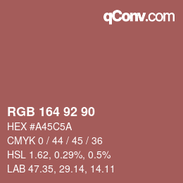 Color code: RGB 164 92 90 | qconv.com
