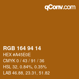 Color code: RGB 164 94 14 | qconv.com