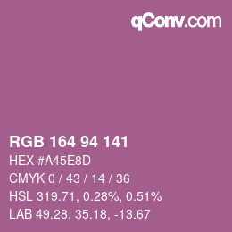 Color code: RGB 164 94 141 | qconv.com