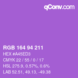 カラーコード: RGB 164 94 211 | qconv.com