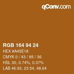 Color code: RGB 164 94 24 | qconv.com