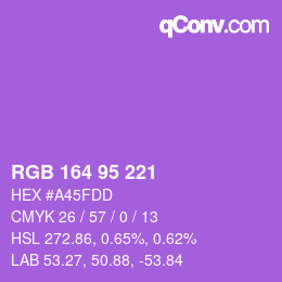 Farbcode: RGB 164 95 221 | qconv.com