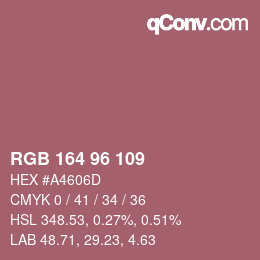 颜色代码: RGB 164 96 109 | qconv.com