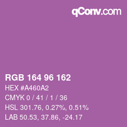 Farbcode: RGB 164 96 162 | qconv.com