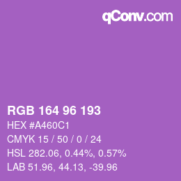 カラーコード: RGB 164 96 193 | qconv.com