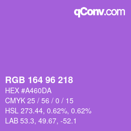 Color code: RGB 164 96 218 | qconv.com