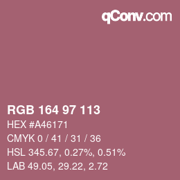 Color code: RGB 164 97 113 | qconv.com