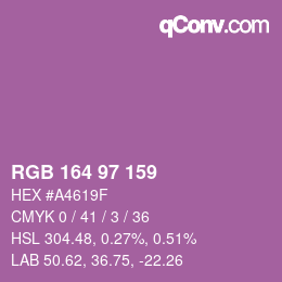 カラーコード: RGB 164 97 159 | qconv.com