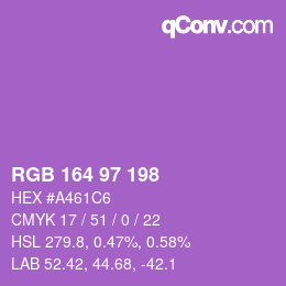 Color code: RGB 164 97 198 | qconv.com