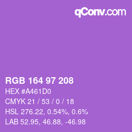 Color code: RGB 164 97 208 | qconv.com