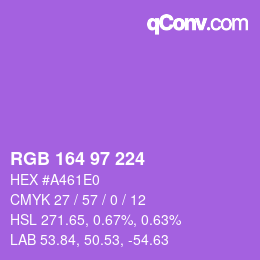 Color code: RGB 164 97 224 | qconv.com