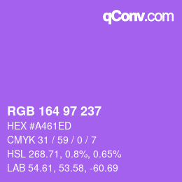 Color code: RGB 164 97 237 | qconv.com