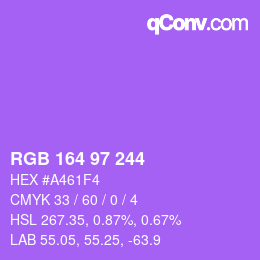 Color code: RGB 164 97 244 | qconv.com