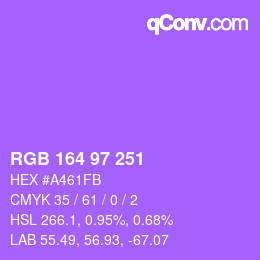 Color code: RGB 164 97 251 | qconv.com