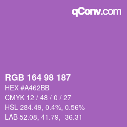 Color code: RGB 164 98 187 | qconv.com