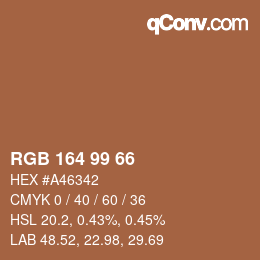 Color code: RGB 164 99 66 | qconv.com
