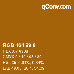 Color code: RGB 164 99 8 | qconv.com