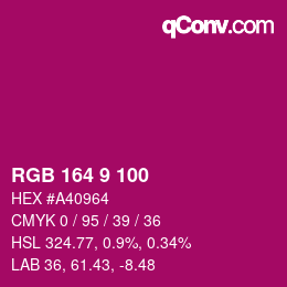 Color code: RGB 164 9 100 | qconv.com
