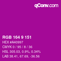 Color code: RGB 164 9 151 | qconv.com