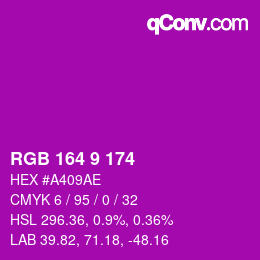 Color code: RGB 164 9 174 | qconv.com