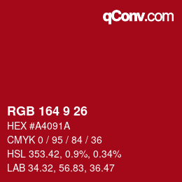 Color code: RGB 164 9 26 | qconv.com