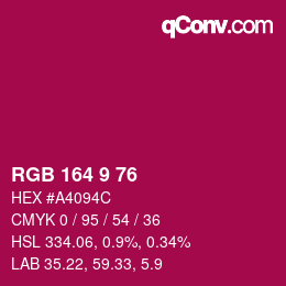カラーコード: RGB 164 9 76 | qconv.com