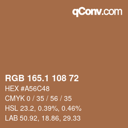 カラーコード: RGB 165.1 108 72 | qconv.com