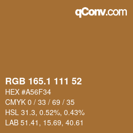 カラーコード: RGB 165.1 111 52 | qconv.com