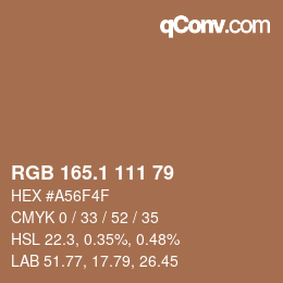 カラーコード: RGB 165.1 111 79 | qconv.com
