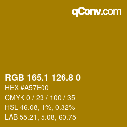 カラーコード: RGB 165.1 126.8 0 | qconv.com