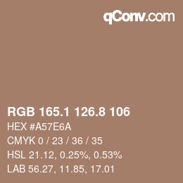 Color code: RGB 165.1 126.8 106 | qconv.com
