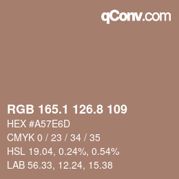 Código de color: RGB 165.1 126.8 109 | qconv.com